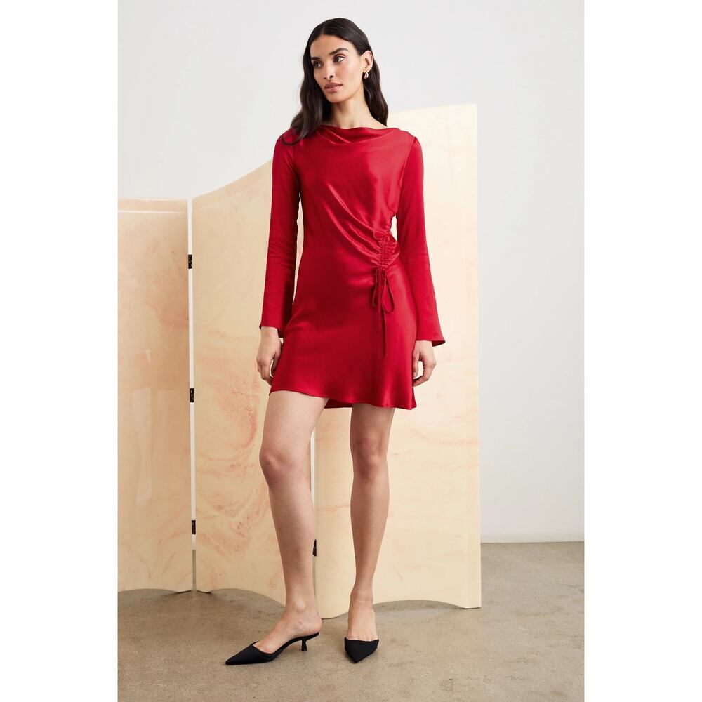 NWT Rails Alessandra Saton Long Sleeve Ruched Mini Dress Scarlet Womens Small